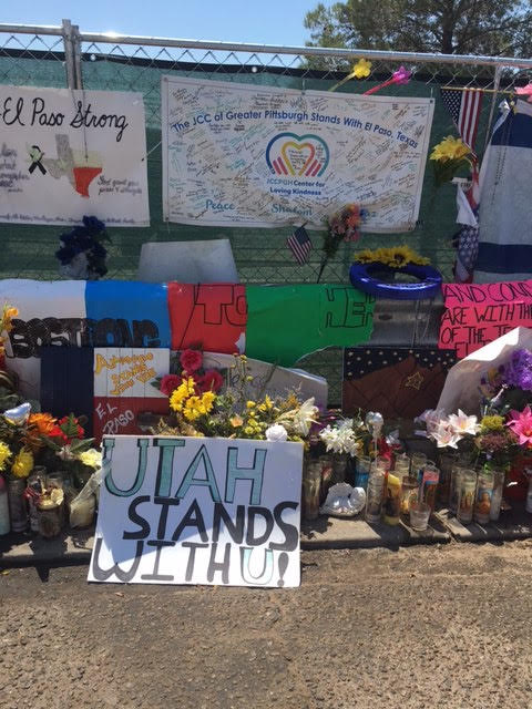 Memorials are displayed for victims outside Walmart, near the scene of a mass shooting which left 22 people dead Aug.6, in El Paso, Texas.