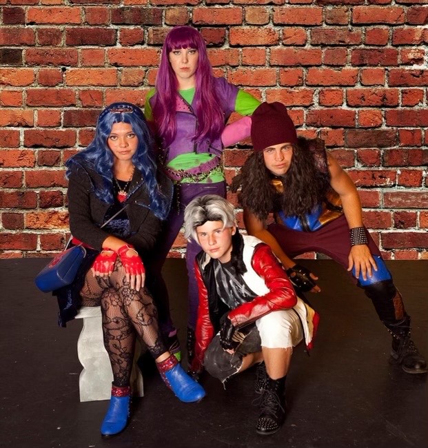  The leading cast of North Canton Playhouse’s “Descendants.” [counterclockwise from top] Mal played by Gracie Warden, Evie played by Matilda Pablo, Carlos played by Zachary May and Jay played by Cade VanNatta.