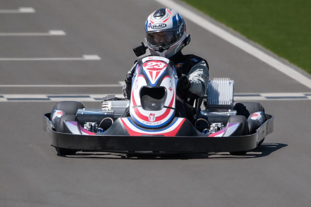 Junior Isaac Travers drives forward during another lap at the K1 championships, which took place in June. 