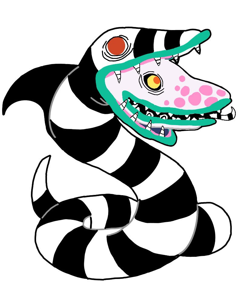 Art Graphic of the sandworm in Beetlejuice