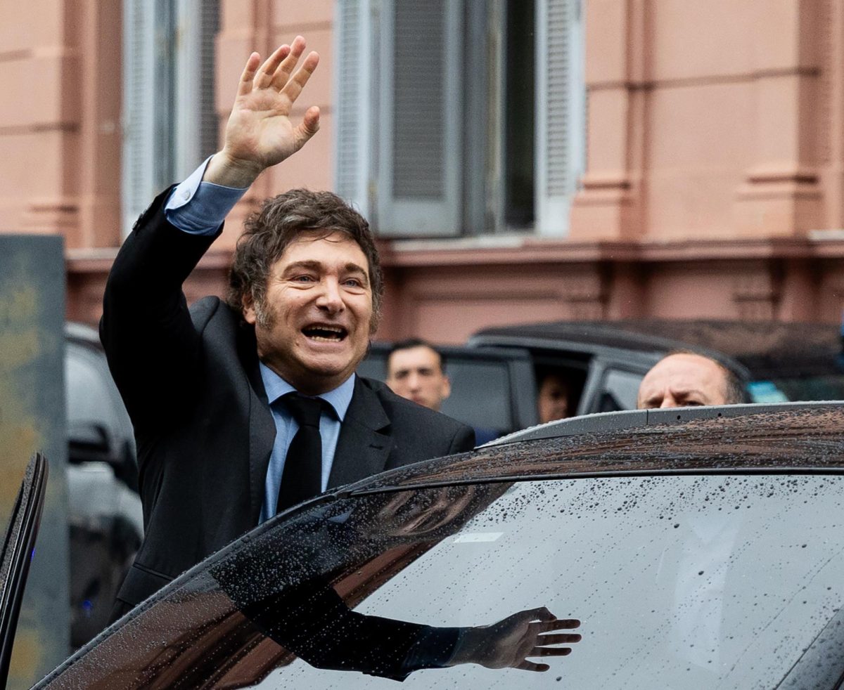 President of Argentina Javier Milei leaves the Argentine Government 
house after an official visit at Casa Rosada of President of France Emmanuel Macron on Nov.17, 2024 in Buenos Aires, Argentina. Macron 
meets Javier Milei ahead the G20 Summit to take place on November 18 
and 19 in Rio De Janeiro.