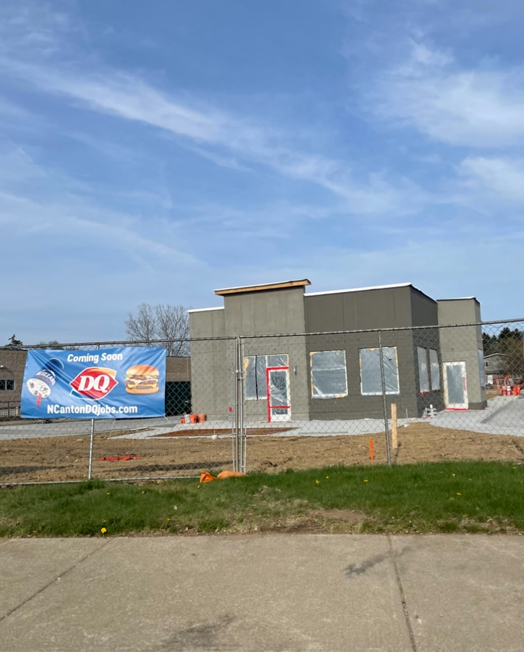 Construction continues on the new Dairy Queen being places in the center of North Canton. 