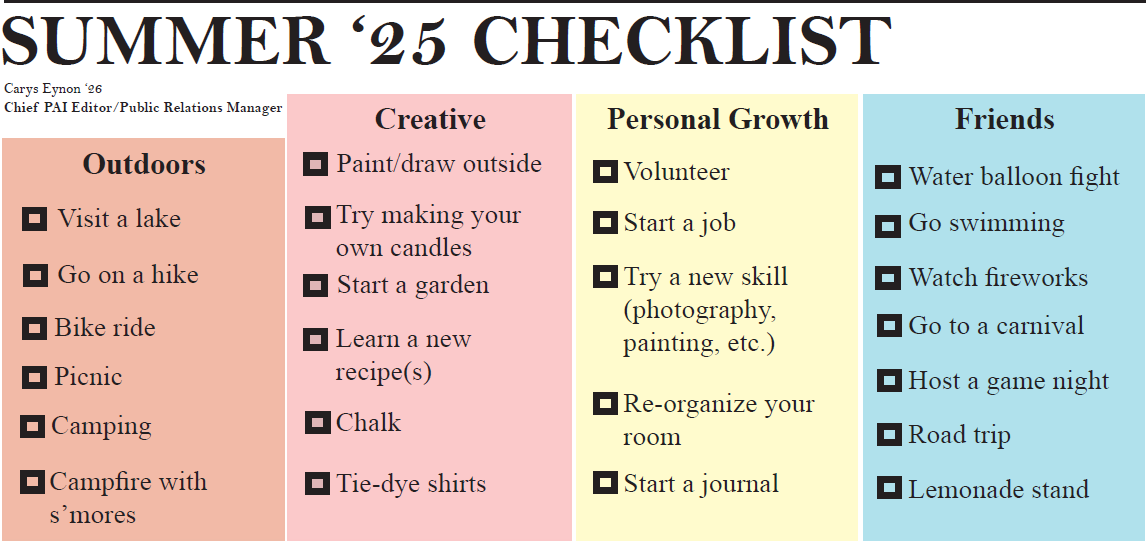 Summer ‘25 Checklist