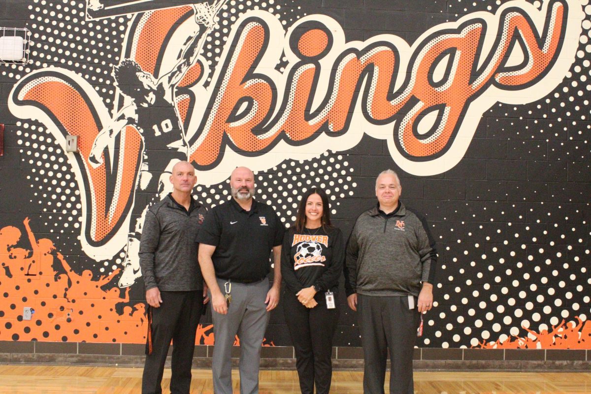 [from left] Associate Principal Mr. Mike Bluey, Principal Mr. Henry Householder, Associate Principal Mrs. Ashley Duff and Associate Principal Mr. Robert White are the Hoover High School administration for the 2025-2026 school year. 