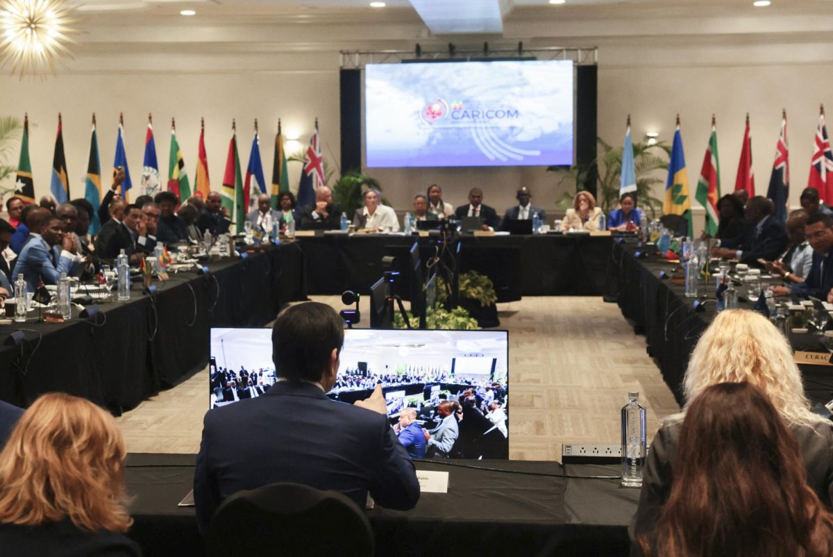 U.S. Secretary of State Marco Rubio attends a meeting with Caribbean Community (CARICOM) leaders, in Basseterre, Saint Kitts and Nevis, Feb. 25, 2026. Rubio is meeting with Caribbean leaders seeking a common line on Venezuela and pressure on Cuba. He’s also addressing President  Donald Trump’s priorities, including combating illegal immigration, drug trafficking and regional security
